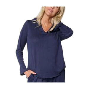 Comfort Code Women's Hacci Ribbed Knit PJ Top Navy - Regular